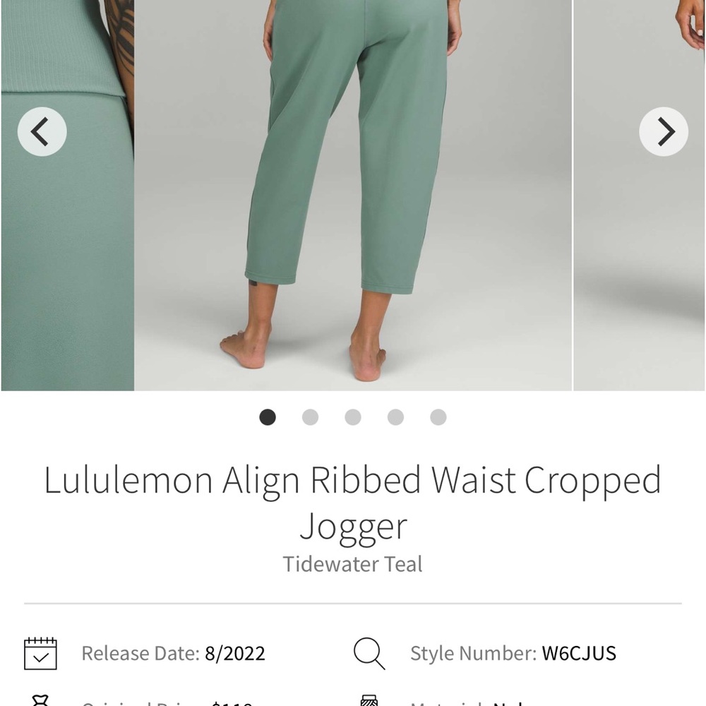 lululemon athletica Align Ribbed Waist Cropped Jogger - Teal